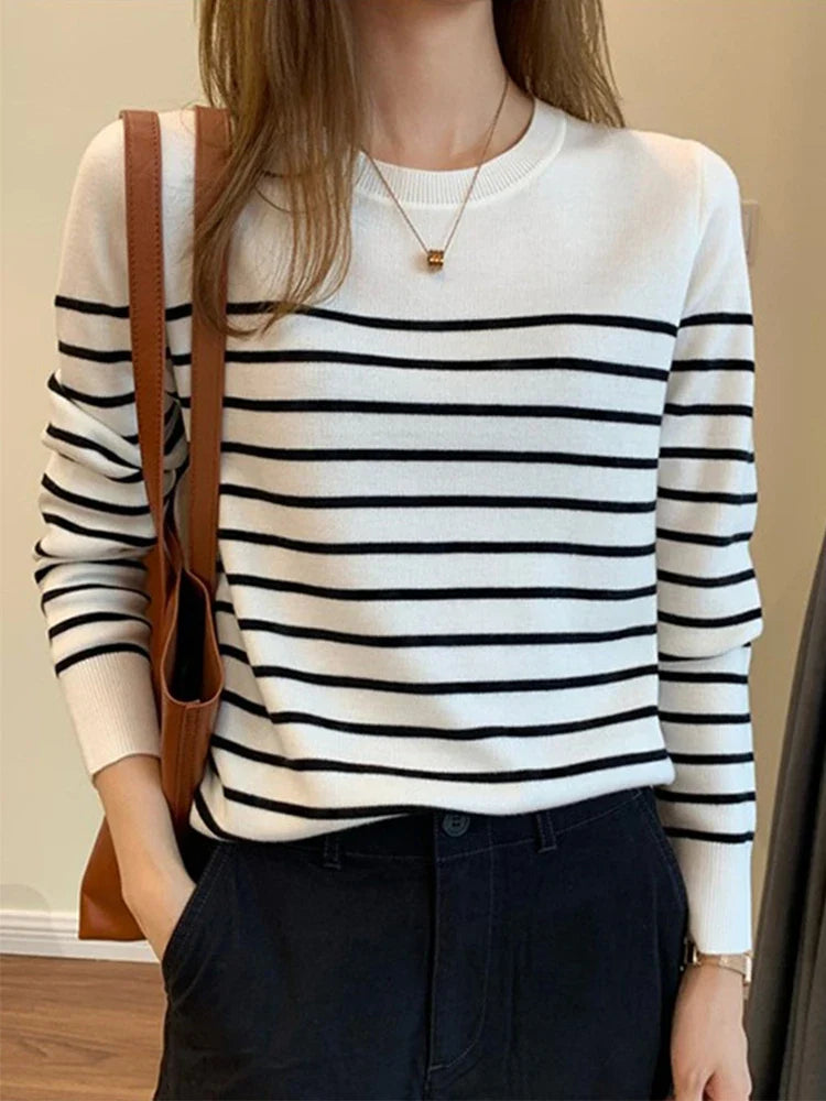 Livorno Women's Striped Knit Sweater - VibreMode