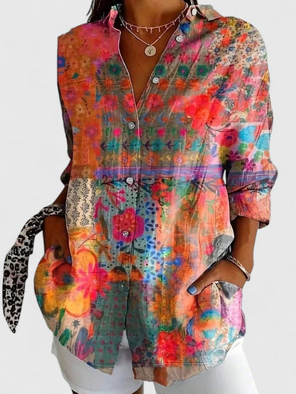 Vibrant Floral Women's Blouse Shirt