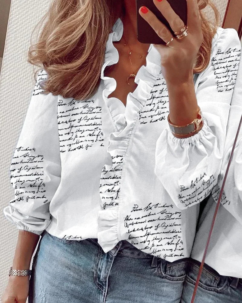 Women's Ruffle Long Sleeve Blouse