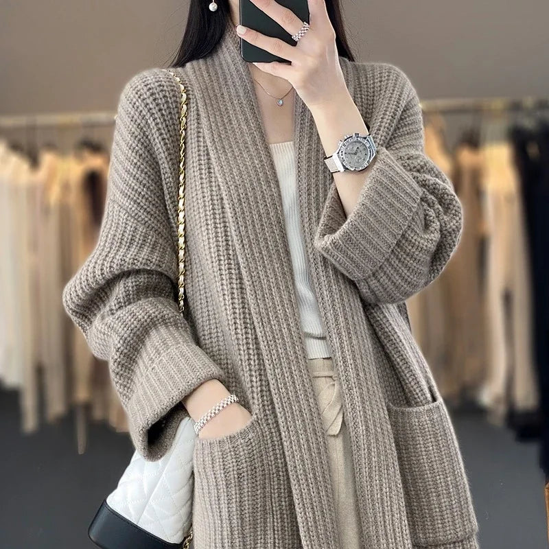 Women's Cardigan Sweater Patch Pockets