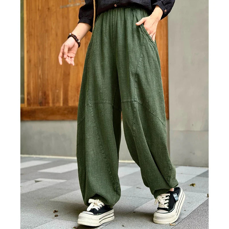 Women's Cotton Linen Wide Leg Pants