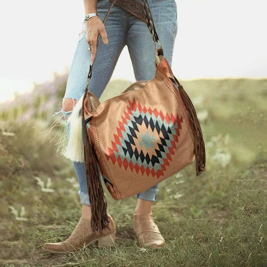 Women's Boho Canvas Shoulder Bag - VibreMode