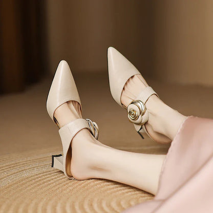 Luxurious Red Leather High Heels