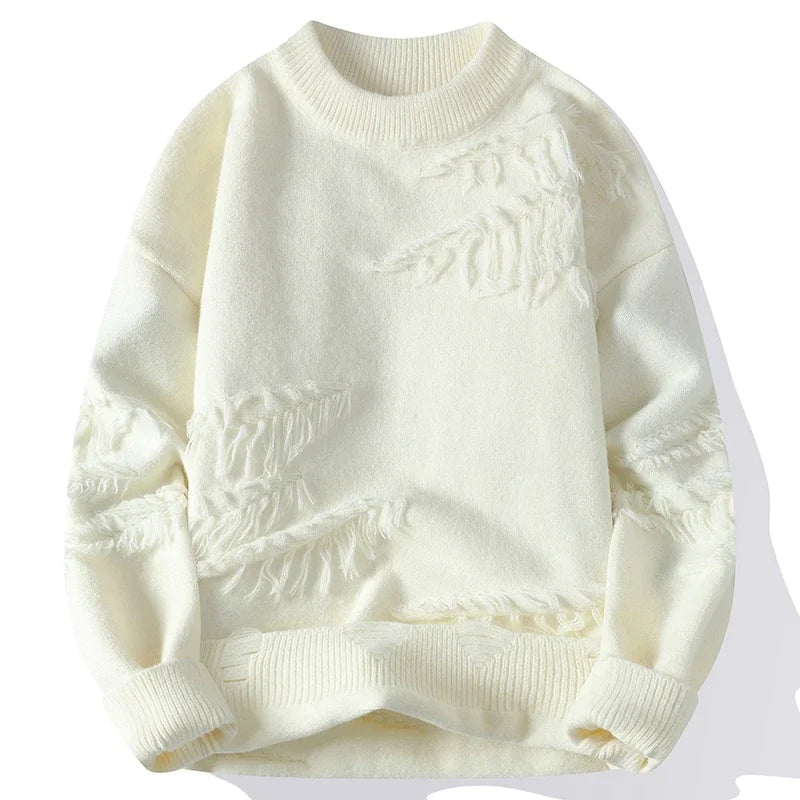 Rugged Textured Crew Neck Sweater