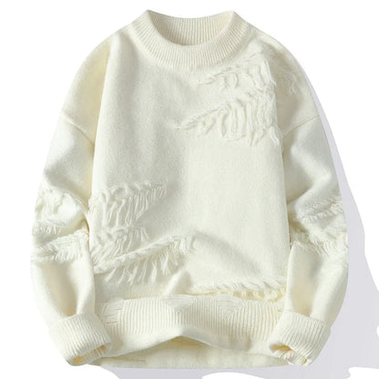 Rugged Textured Crew Neck Sweater