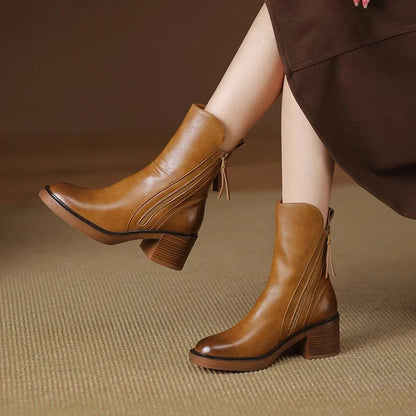 Women's Block Heel Side Zip Boots
