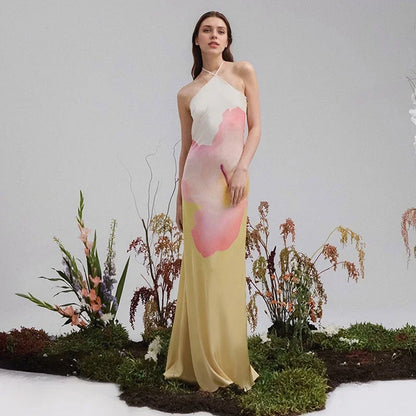 Women's Floral One Shoulder Maxi Dress