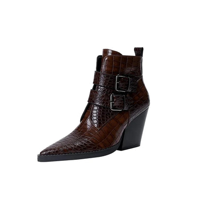 Women's Ankle Boots Textured Buckle Style