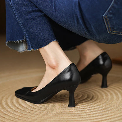 Brown Real Leather High Heels