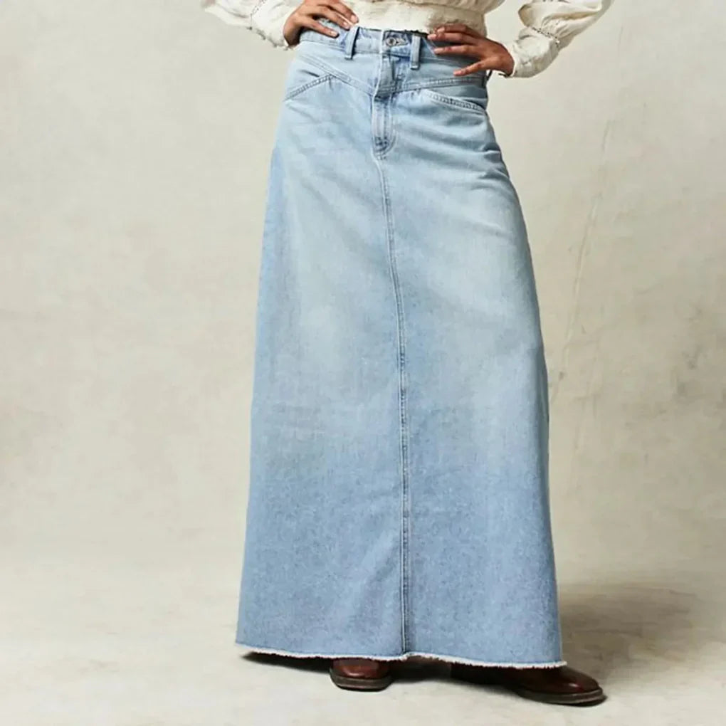 Women's High Waist Straight Denim Skirt - VibreMode