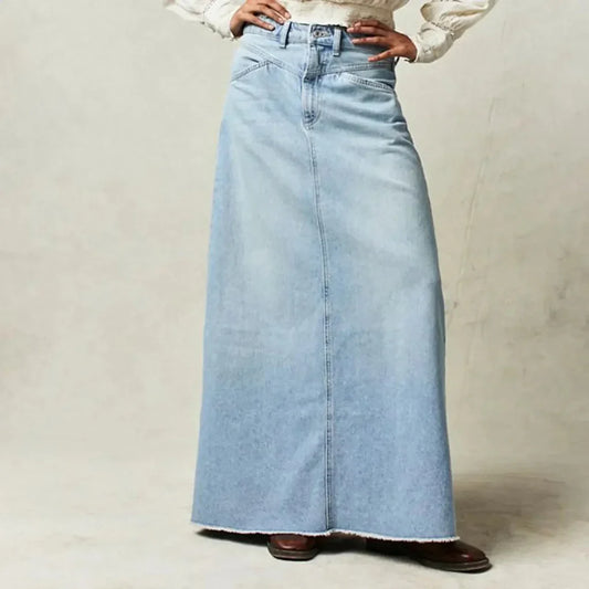 Women's High Waist Straight Denim Skirt - VibreMode