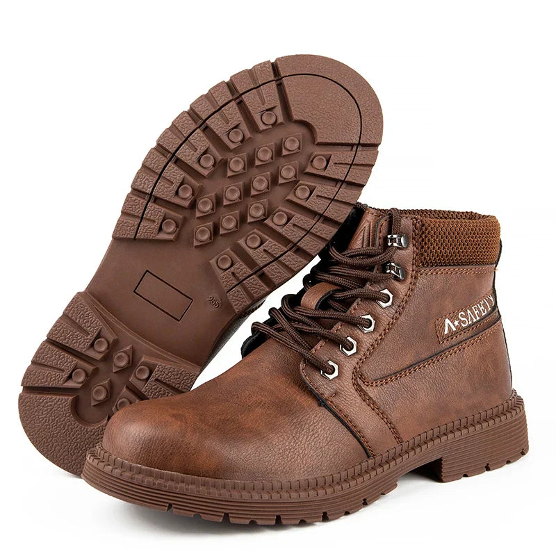 Men's Steel Toe Work Boots Waterproof Slip-Resistant