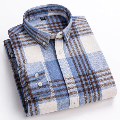 Men's Plaid Long Sleeve Shirt Button Front