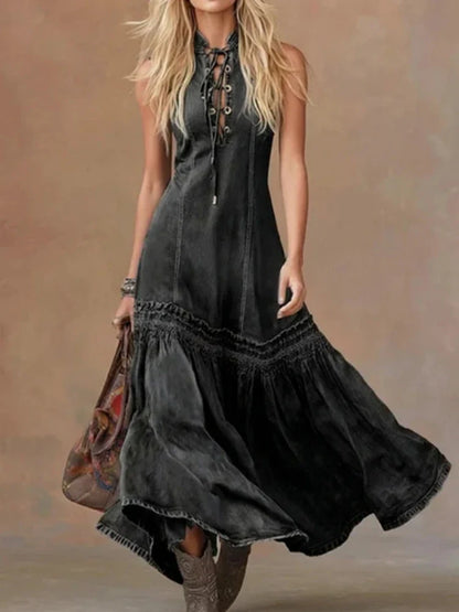 Women's Vintage Denim Long Dress