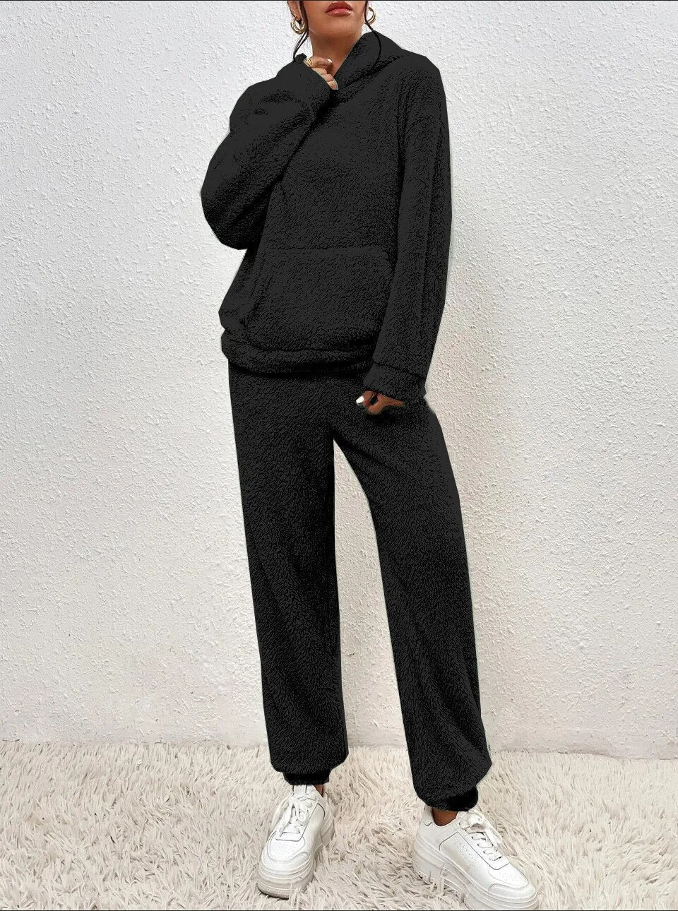 Teddy Hooded House Suit Soft Cozy Beige
