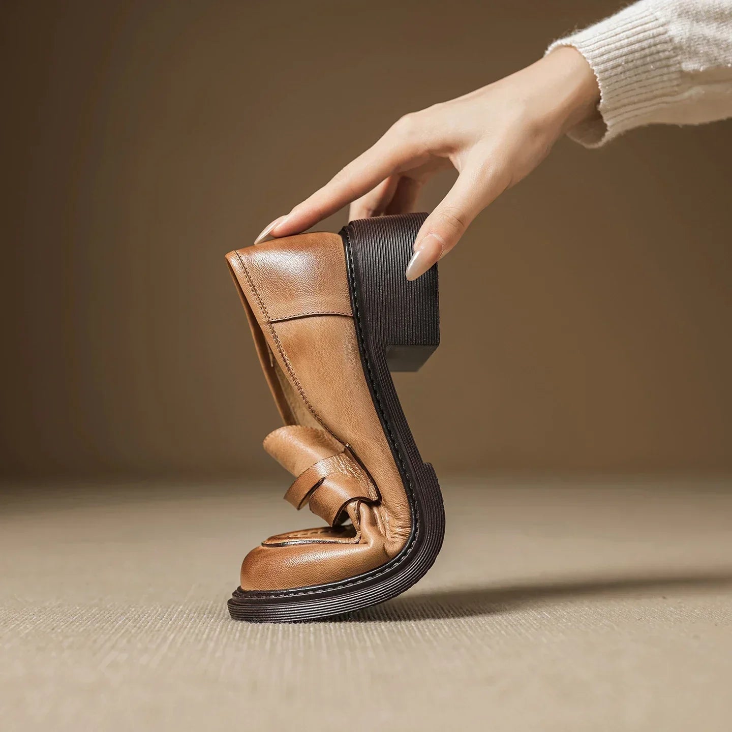 Timeless Ladies Genuine Leather Strap Shoes