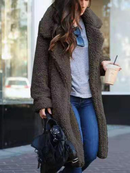 Women's Long Teddy Coat Oversized Warm Beige
