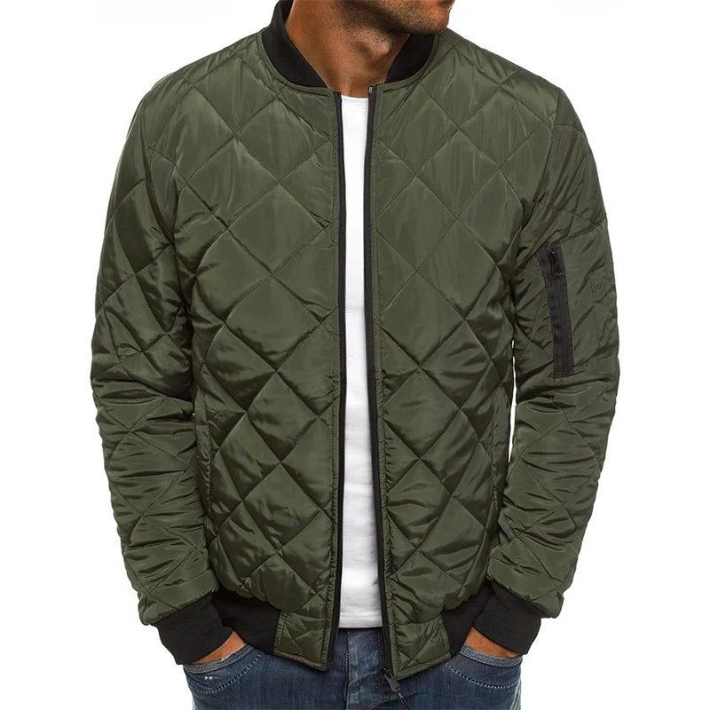 Men's Padded Zipper Jacket Casual Bomber Coat - VibreMode