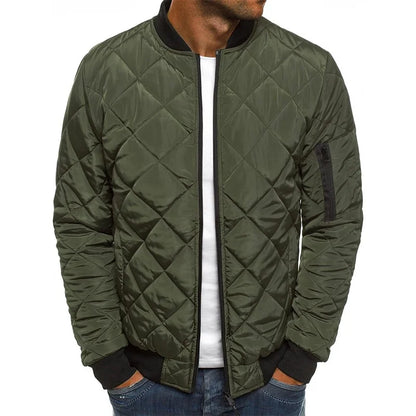 Men's Padded Zipper Jacket Casual Bomber Coat - VibreMode
