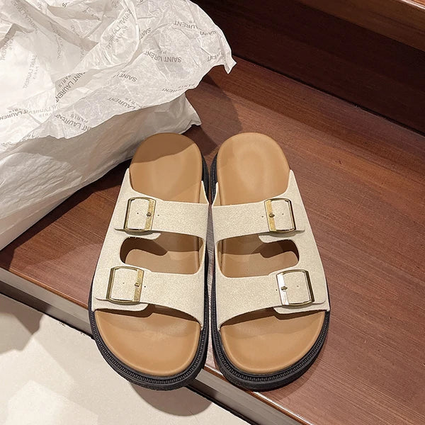 Comfortable Women's Slip On Buckle Sandals