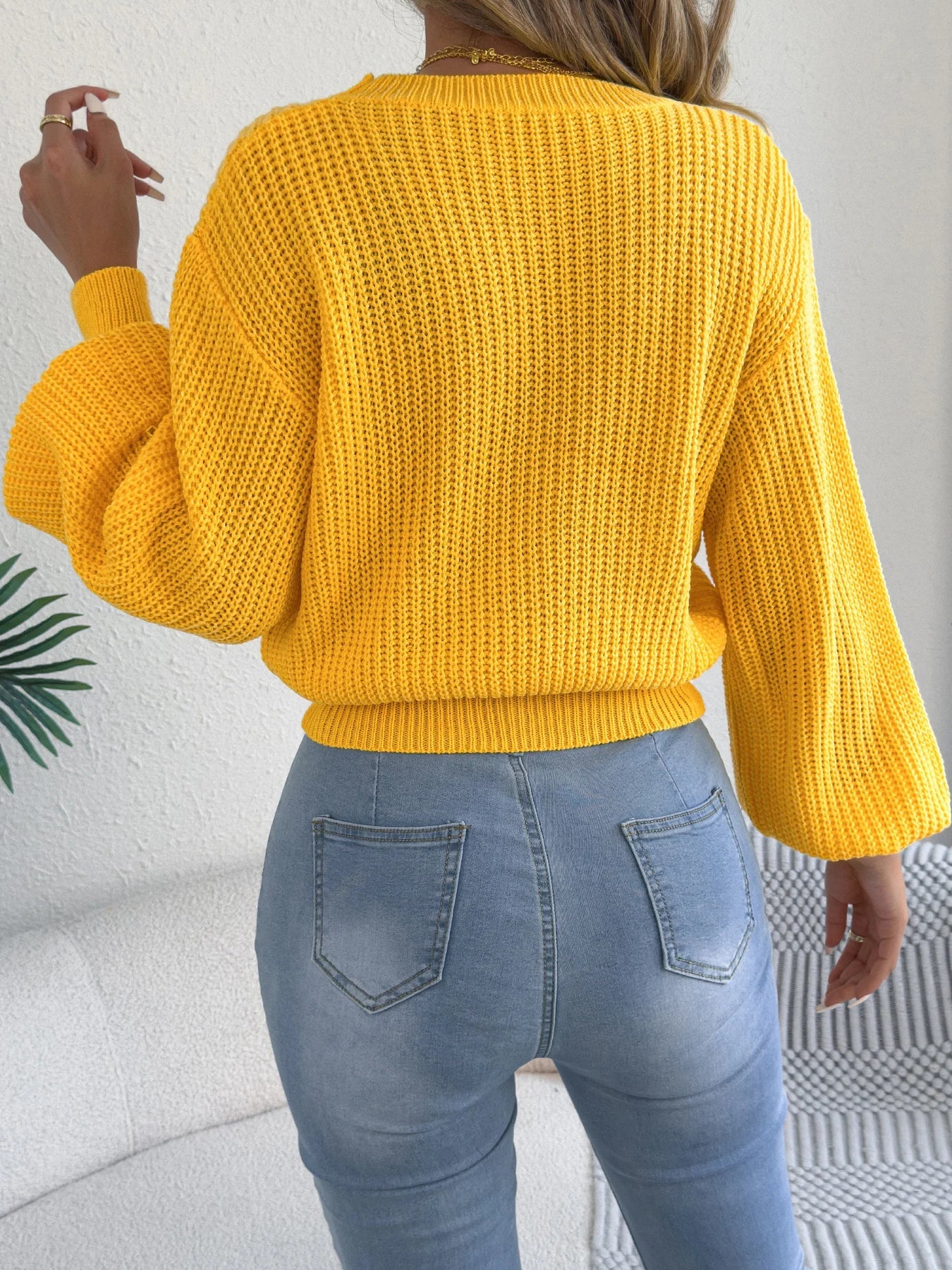 Raverno Women's Knit Sweater Lantern Style