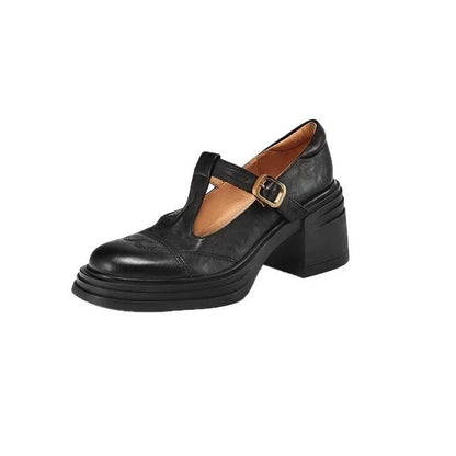 Timeless Ladies Genuine Leather Strap Shoes