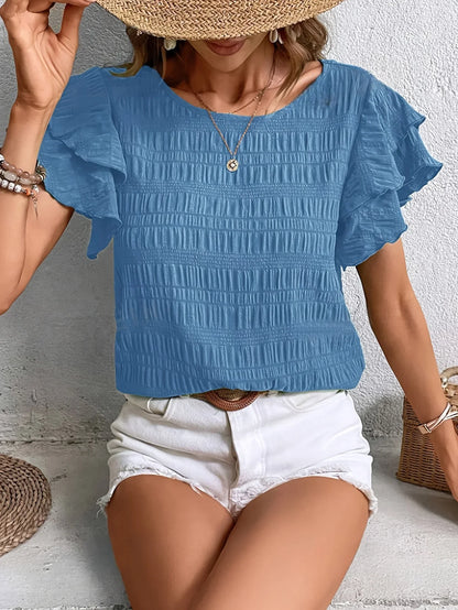 Airy Floral Blouse with Cute Ruffles