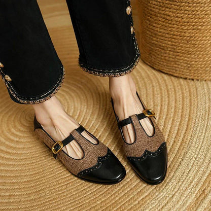 Classic Two Tone Mary Jane Women's Low Heel Shoes - VibreMode