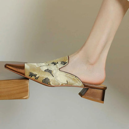 Women's Floral Embossed Mules