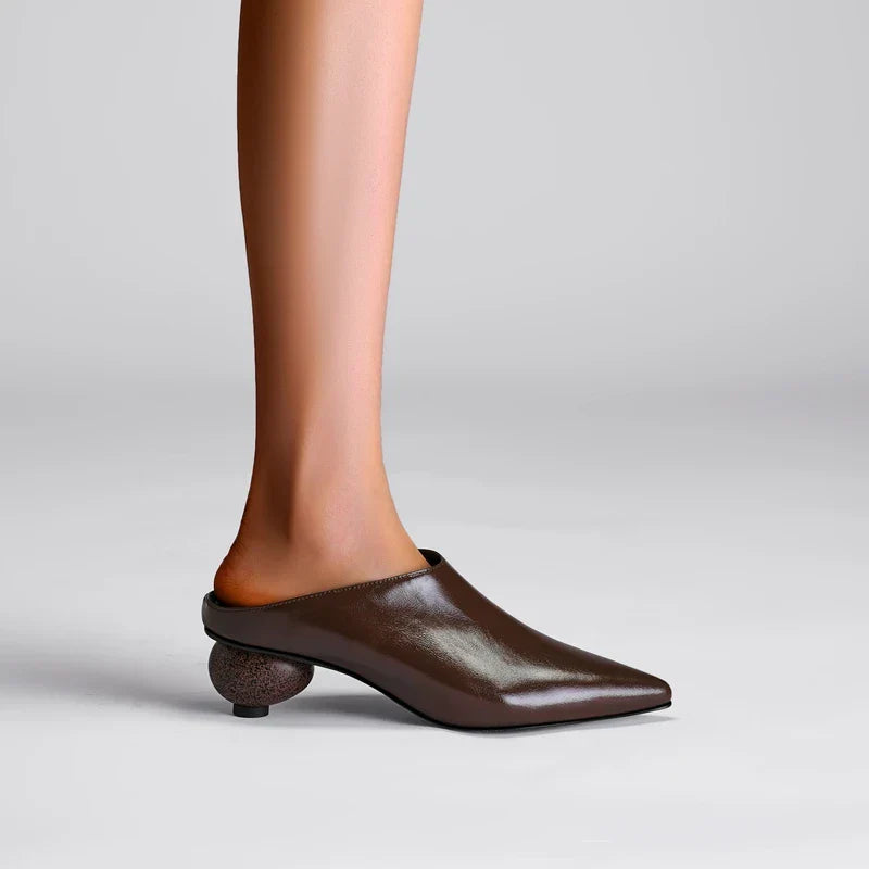 Round Toe Block Heel Mules - VibreMode