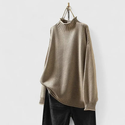 Women's Waffle Knit Mock Neck Sweater