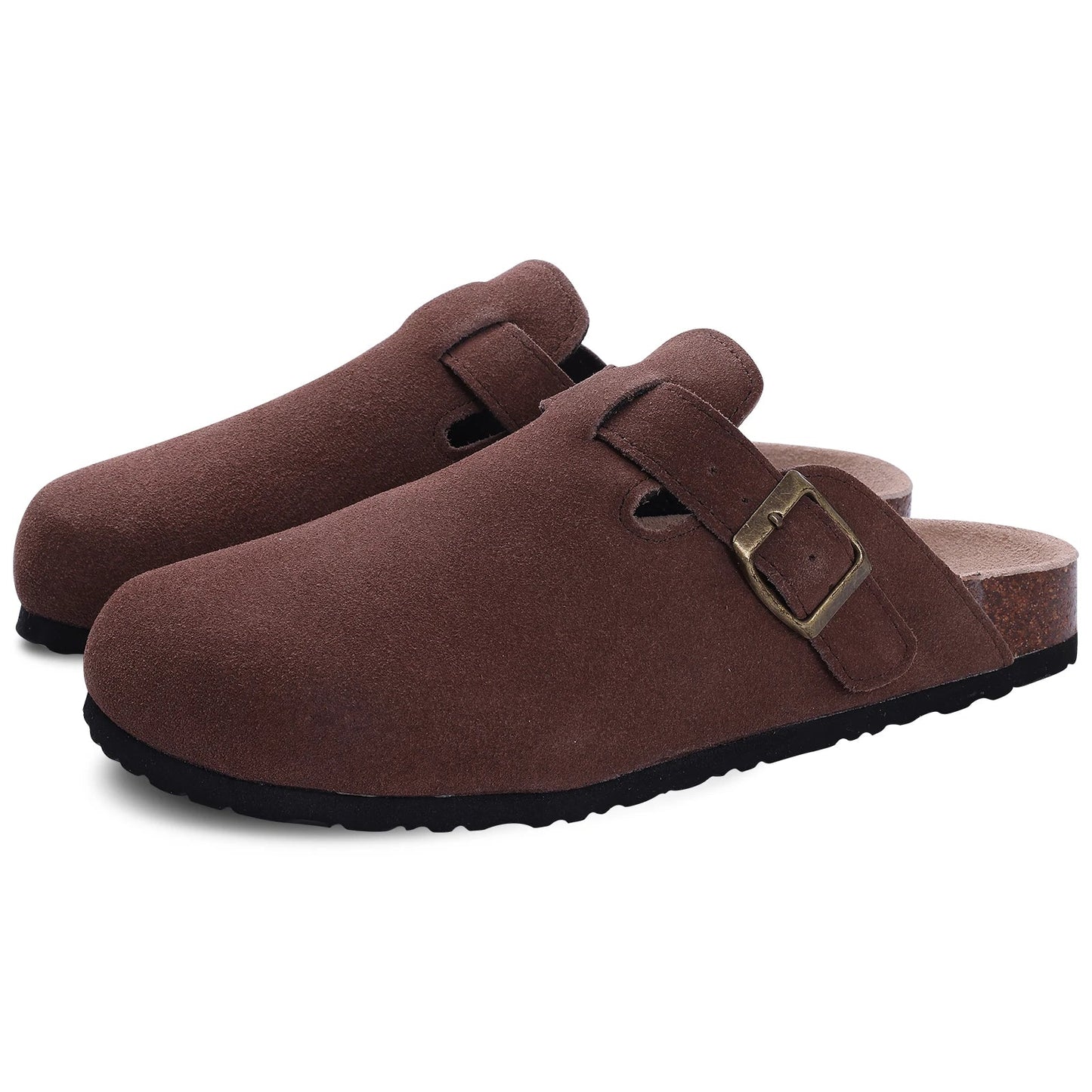 Comfortable Suede Mule Shoes with Contoured Cork Footbed