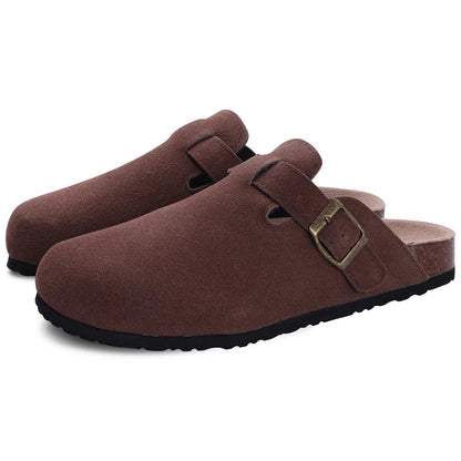 Comfortable Suede Mule Shoes with Contoured Cork Footbed