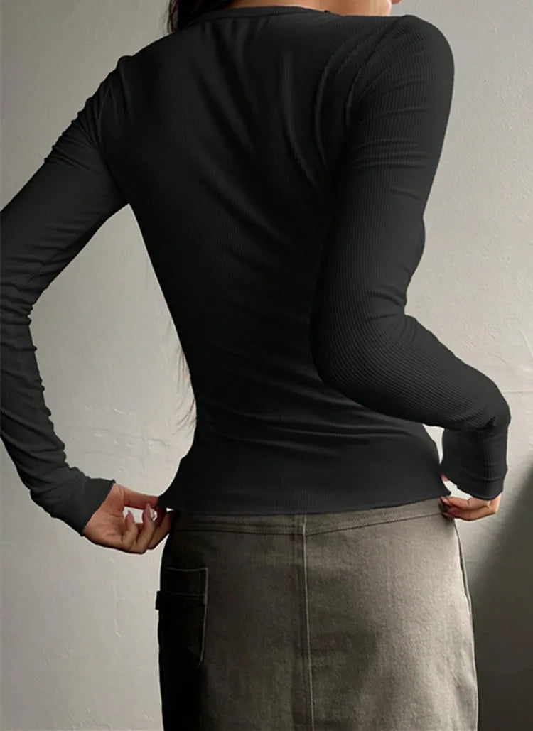 Minimalist Men's Ribbed Henley Shirt