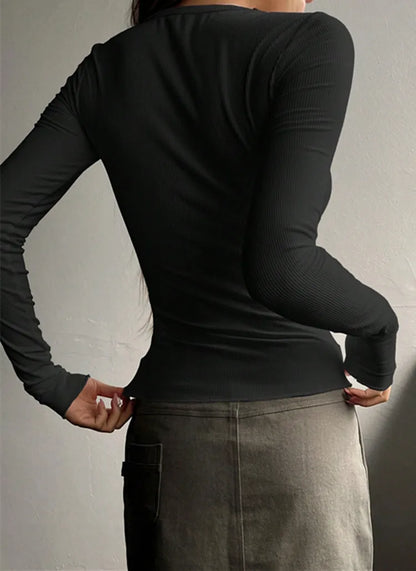 Minimalist Men's Ribbed Henley Shirt