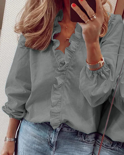 Women's Ruffle Long Sleeve Blouse