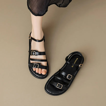 Genuine Leather Flat Sandals