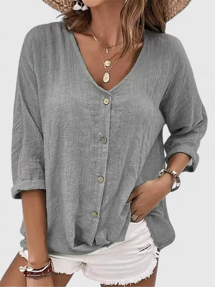 Casual Open Front V Neck Tee Shirt