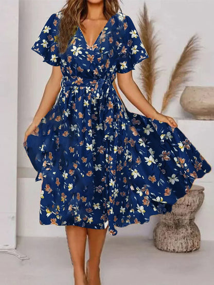 Evy Women's Midi Dress Floral Print - VibreMode