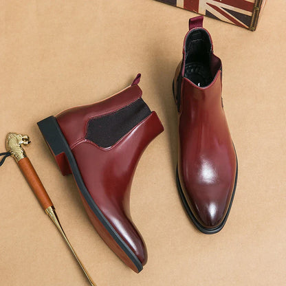 Men's Chelsea Ankle Boots Leather Red Sole Comfortable