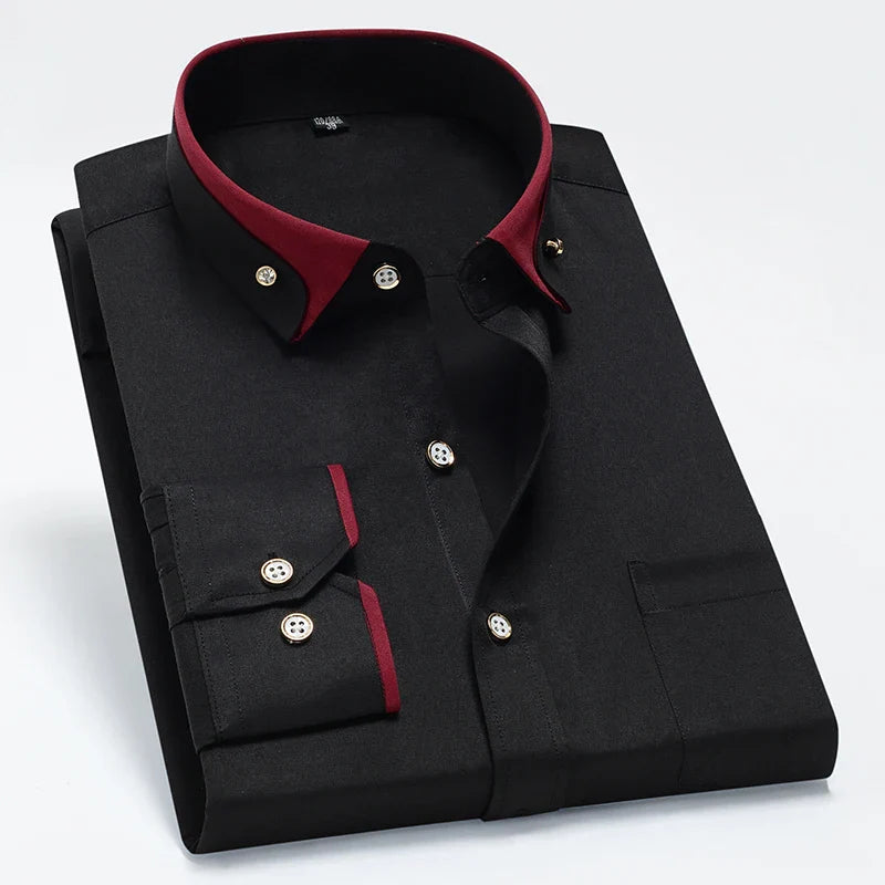 Russell Men's Contrast Collar Dress Shirt