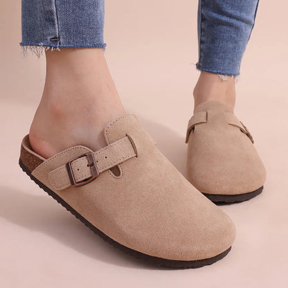 Comfortable Suede Mule Shoes with Contoured Cork Footbed