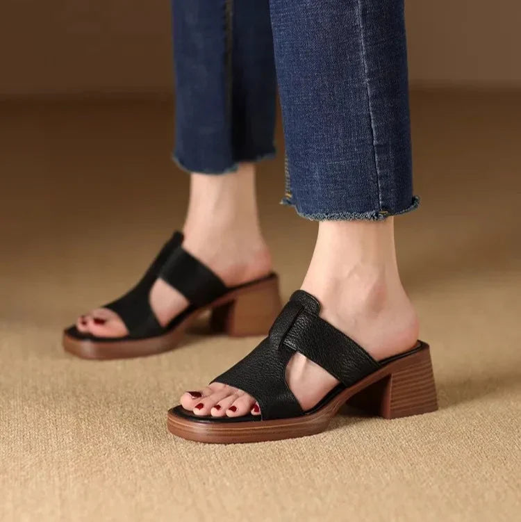 Genuine Brown Leather Flip Flops - VibreMode