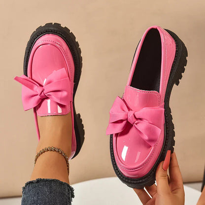 Comfortable Ladies Bow Detail Loafers Shoes