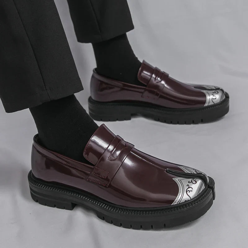 Obsidian Leather Tabi Loafers