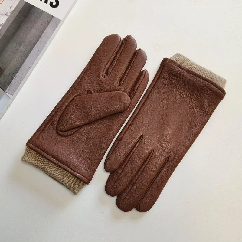 Men's Faux Leather Gloves Lined