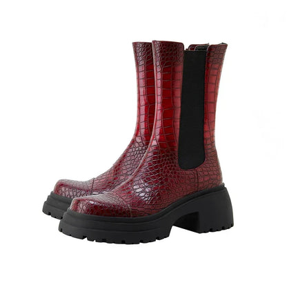 Women's Elastic Panel Boots Textured Upper