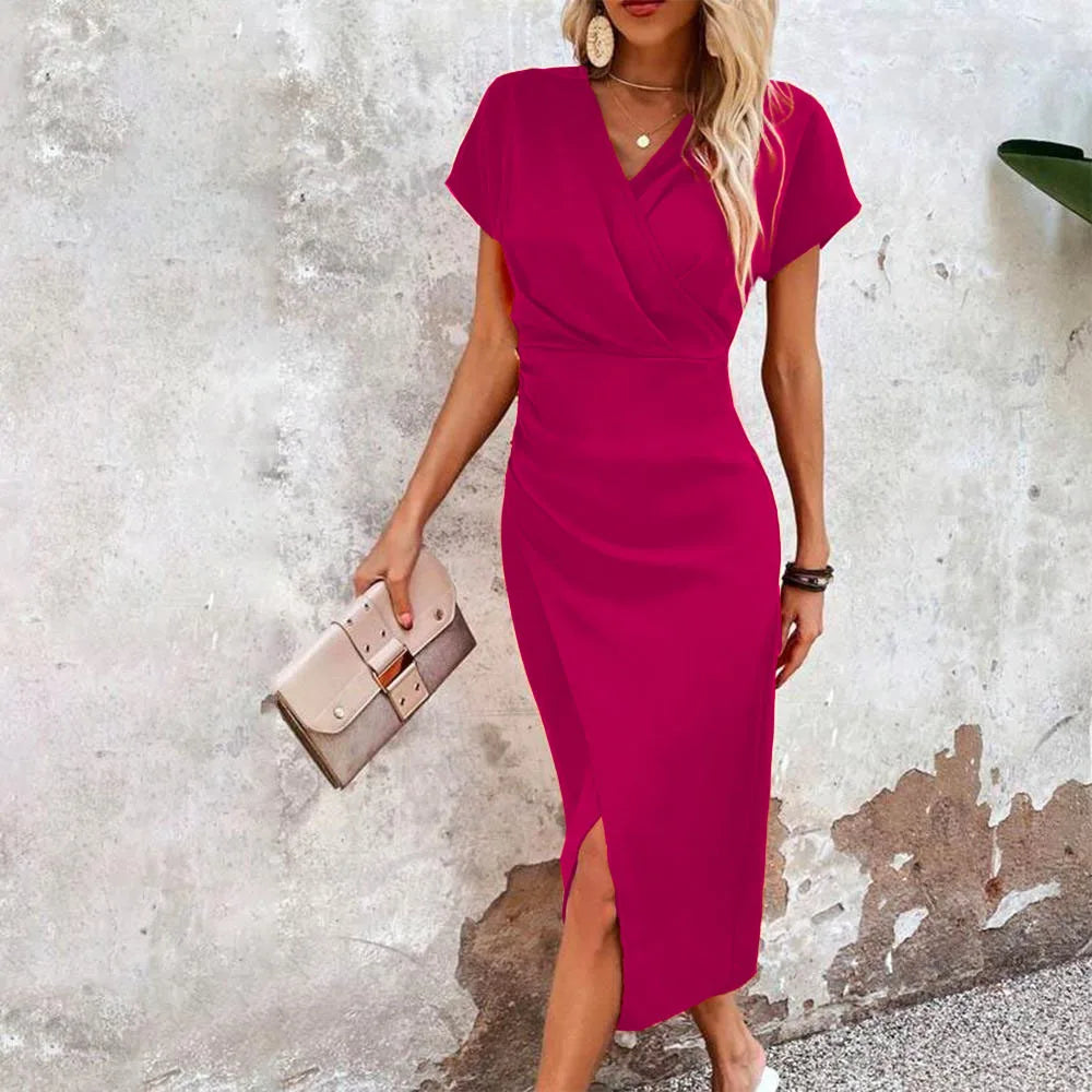 Women's V-Neck Mini Dress Casual Short