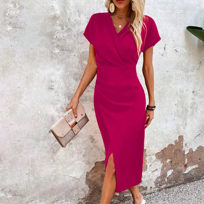 Women's V-Neck Mini Dress Casual Short