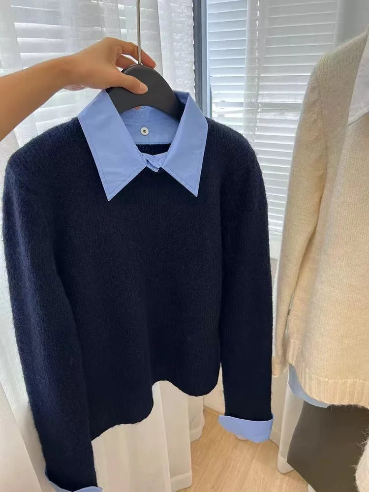 Women's Layered Collar Sweater - VibreMode